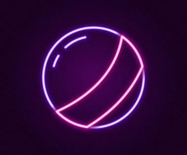 Parlayan neon hattı plaj topu ikonu siyah arka planda izole edildi. Çocuk oyuncağı. Renkli taslak konsepti. Vektör.