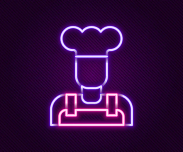 Leuchtende Leuchtschrift Cook Symbol Isoliert Auf Schwarzem Hintergrund Chef Symbol — Stockvektor