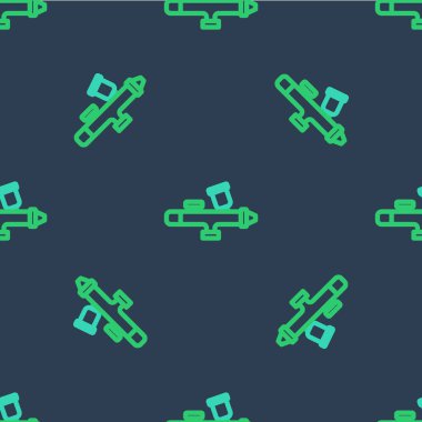 Çizgi boyası sprey tabancası ikonu mavi arka planda izole edilmiş pürüzsüz desen. Vektör.