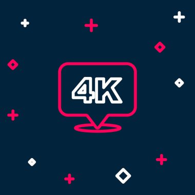 Hat 4k Ultra HD simgesi mavi arkaplanda izole edildi. Renkli taslak konsepti. Vektör.