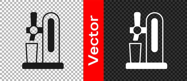 Schwarzer Bierhahn Mit Glassymbol Auf Transparentem Hintergrund Vektor — Stockvektor