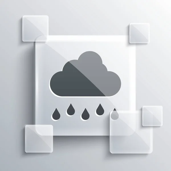 Graue Wolke Mit Regensymbol Auf Grauem Hintergrund Regenwolken Mit Regentropfen — Stockvektor