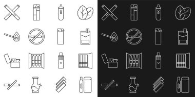 Elektronik Sigara Kutusu. Ateşle ve çakmak ikonuyla sigara yakma kibriti yok. Vektör.