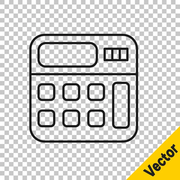 Black Line Calculator Icon Isolated Transparent Background Accounting Symbol Business — Stock Vector
