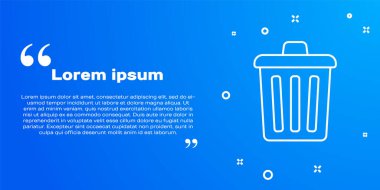 Beyaz çizgi çöp kutusu simgesi mavi arkaplanda izole edildi. Çöp kutusu tabelası. Sepet simgesini geri dönüştür. Ofis çöpü ikonu. Vektör.