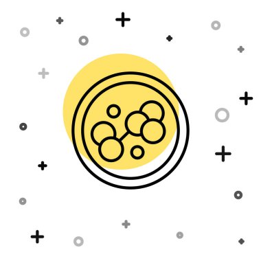 Siyah çizgi Molekül simgesi beyaz arkaplanda izole edildi. Kimya moleküllerinin yapısı, fen öğretmenlerinin yenilikçi eğitim posteri. Rastgele dinamik şekiller. Vektör.