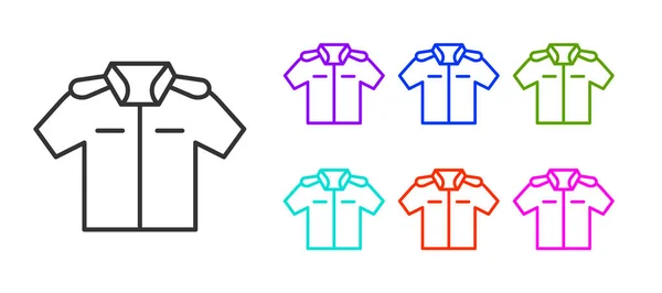 Linha Preta Ícone Camisa Isolado Fundo Branco Definir Ícones Coloridos —  Vetores de Stock
