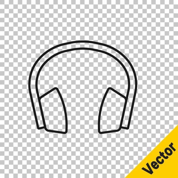 Black Line Noise Canceling Headphones Icon Isolated Transparent Background Headphones — Stock Vector