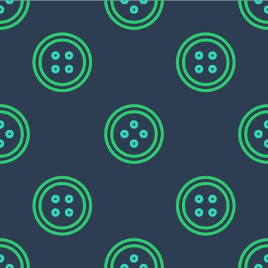 Elbise simgesi için çizgi dikiş düğmesi mavi arkaplanda izole edilmiş dikişsiz desen. Giysi düğmesi. Vektör.