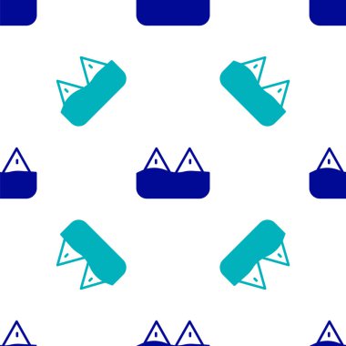 Okyanus dalgası ikonunda mavi balina kuyruğu beyaz arka planda izole edilmiş. Vektör.