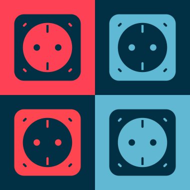Pop Art Electrical outlet simgesi renk arkaplanında izole edildi. Elektrik prizi. Rosette sembolü. Vektör.