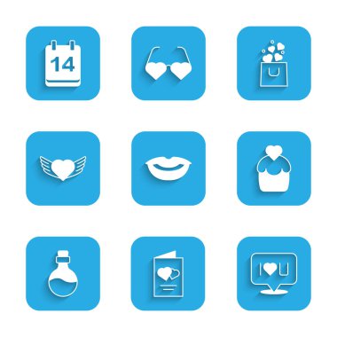 Gülümseyen dudaklar Sevgililer Günü broşüründe 