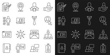 Hiyerarşi Çalışanları Hiyerarşi Üretici İnsan Arama Görev Özeti ve Kravat simgesini belirle. Vektör.