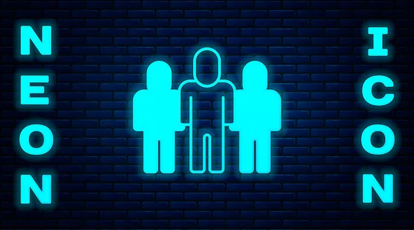 Glowing Neon Project Team Base Icon 배경에 컨설팅 프로젝트 업자들 — 스톡 벡터