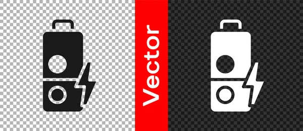 Icône Indicateur Niveau Charge Batterie Noire Isolée Sur Fond Transparent — Image vectorielle