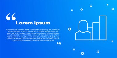 Beyaz çizgi Üretken insan ikonu mavi arka planda izole edildi. Fikir çalışması, başarı, üretkenlik, vizyon ve verimlilik kavramı. Vektör.