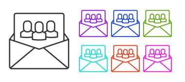 Beyaz arkaplanda siyah çizgi proje taban simgesi izole edildi. İş analizi ve planlama, danışmanlık, takım çalışması, proje yönetimi. Geliştiriciler. Simgeleri renklendirin. Vektör.