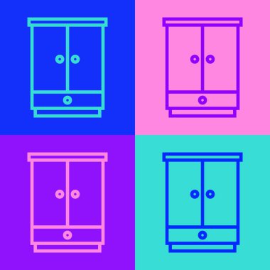 Pop Art Line Gardırop simgesi renk arkaplanında izole edildi. Dolap tabelası. Vektör.