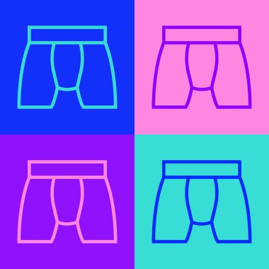Pop Art Line Erkek iç çamaşırı simgesi renk arkaplanda izole. Erkek iç çamaşırı. Vektör.