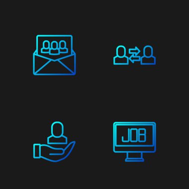 Hat Arama İşçi Projesi Üs ve Takas işini ayarla. Renk simgeleri. Vektör.