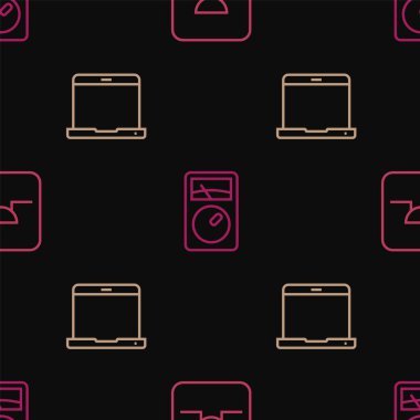 Hat Buzzer 'ı elektronik devre dizüstü bilgisayarı ve Ampere ölçer multimetresinden kusursuz şablona ayarlayın. Vektör.