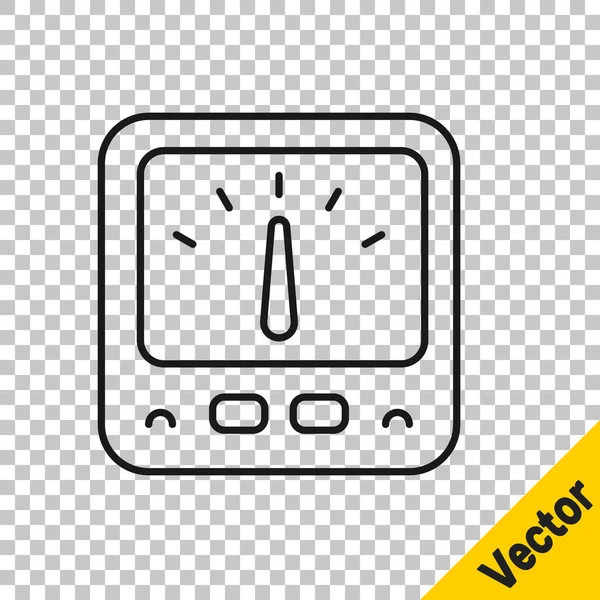 Ligne Noire Ampèremètre Multimètre Icône Voltmètre Isolé Sur Fond Transparent — Image vectorielle