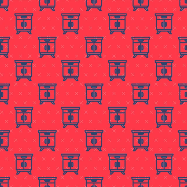 Ligne Bleue Meubles Icône Table Chevet Isolé Motif Sans Couture — Image vectorielle