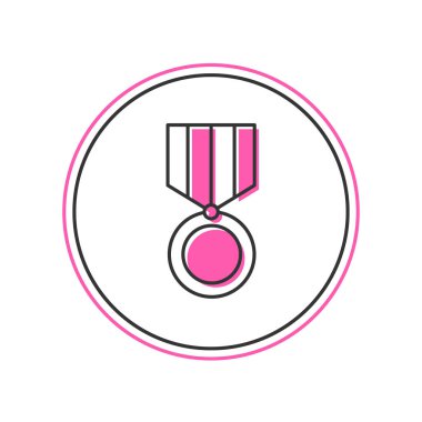 Doldurulmuş Madalya simgesi beyaz arkaplanda izole edildi. Kazanan başarı işareti. Ödül madalyası. Vektör.