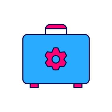 Doldurulmuş dış hat araç kutusu simgesi beyaz arkaplanda izole edildi. Alet kutusu tabelası. Vektör.