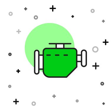 Doldurulmuş ana hatlar kontrol motoru simgesi beyaz arkaplanda izole edildi. Vektör.