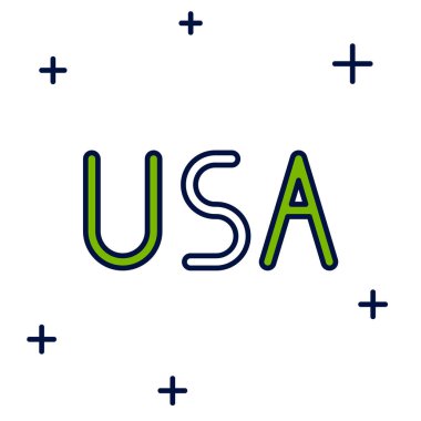 Doldurulmuş ABD etiketi simgesi beyaz arkaplanda izole edildi. Amerika Birleşik Devletleri. Vektör.