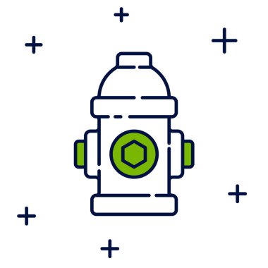 Beyaz arkaplanda izole edilmiş ana hatlı yangın musluğu simgesi. Vektör.