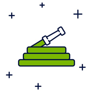 Beyaz arka planda izole edilmiş bahçe hortumu ya da itfaiye hortumu ikonu. Sprey tabanca ikonu. Su ekipmanları. Vektör.