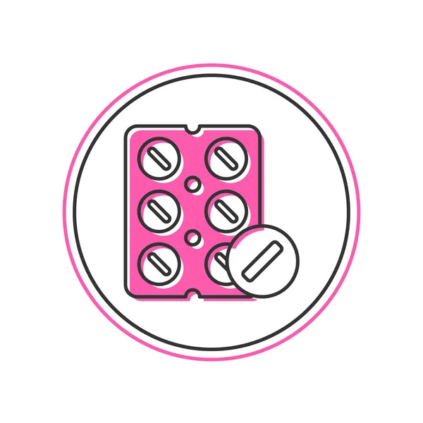 Filled Outline Pills Blister Pack Icon Isolated White Background Medical — Stock vektor