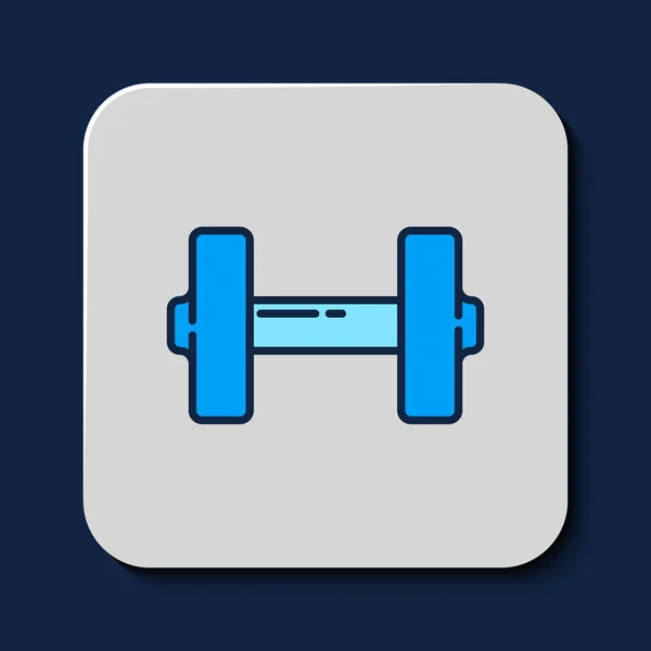 Filled Outline Dumbbell Icon Isolated Blue Background Muscle Lifting Icon — Stock Vector