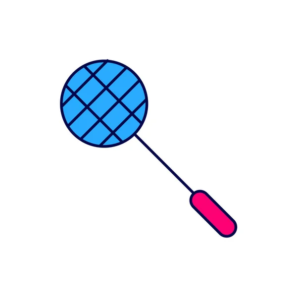 Filled Outline Tennis Racket Icon Isolated White Background Sport Equipment — 图库矢量图片