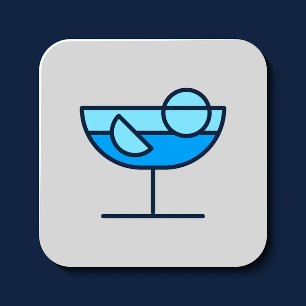 Gefüllte Umrisse Cocktail Symbol Isoliert Auf Blauem Hintergrund Vektor — Stockvektor