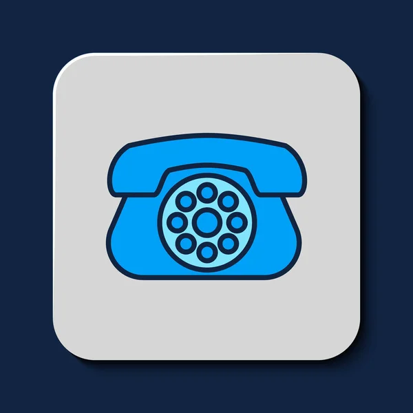 Riempito Contorno Icona Telefono Isolato Sfondo Blu Telefono Fisso Vettore — Vettoriale Stock