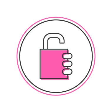 Doldurulmuş güvenli kombinasyon kilidi simgesi beyaz arkaplanda izole edildi. Kombinasyon asma kilit. Güvenlik, güvenlik, koruma, şifre, gizlilik. Vektör.