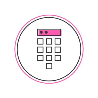 Beyaz arkaplanda izole edilmiş ana hatlı şifre koruması ve güvenlik erişim simgesi. Güvenlik, güvenlik, koruma, gizlilik kavramı. Vektör.