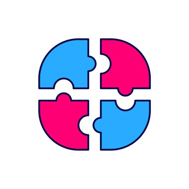 Beyaz arkaplanda izole edilmiş ana hatlı yapboz simgesi. İş, pazarlama, finans, şablon, düzen, bilgi grafikleri, internet konsepti. Vektör.