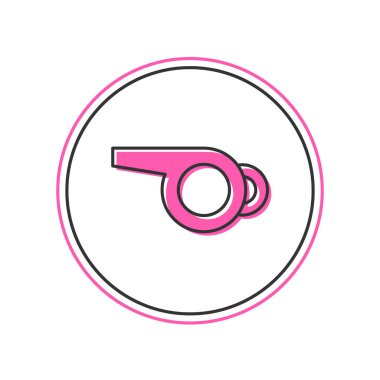 Doldurulmuş Whistle simgesi beyaz arkaplanda izole edildi. Hakem sembolü. Spor ve spor burcu. Vektör.