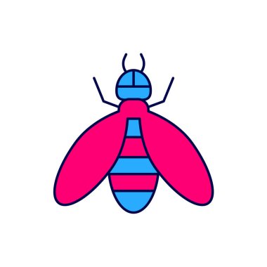 Doldurulmuş Bee simgesi beyaz arkaplanda izole edildi. Tatlı doğal yemek. Bal arısı ya da kanat sembollü apis. Uçan böcek. Vektör.