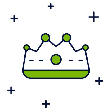 Beyaz arka planda izole edilmiş ana hatları King Crown simgesi. Vektör.