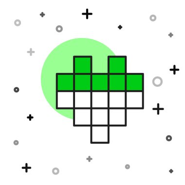 Beyaz arkaplanda izole edilmiş oyun simgesi için ana hatları doldurulmuş Pixel kalpleri. Vektör.