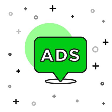 Doldurulmuş ana hat reklam simgesi beyaz arkaplanda izole edildi. Pazarlama ve tanıtım süreci kavramı. İlgili reklamlar. Sosyal medya reklamcılığı. Vektör.