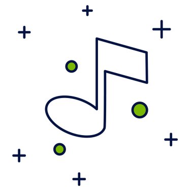 Doldurulmuş müzik notası, beyaz arkaplanda izole edilmiş ton simgesi. Vektör.