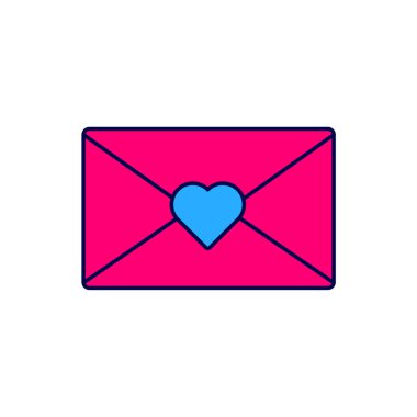 Beyaz arkaplanda izole edilmiş sevgililer günü kalp ikonu ana hatlarıyla dolu. Mesaj aşkım. Aşk ve romantizm mektubu. Vektör.