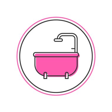 Beyaz arkaplanda izole edilmiş ana hatlı Küvet simgesi. Vektör.