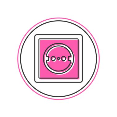 Doldurulmuş elektrik çıkış simgesi beyaz arkaplanda izole edildi. Elektrik prizi. Rosette sembolü. Vektör.